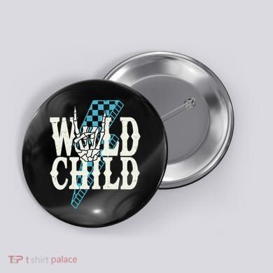 Wild Child Rock And Roll Lightning Bolt Button