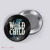 Wild Child Rock And Roll Lightning Bolt Button thumb 0