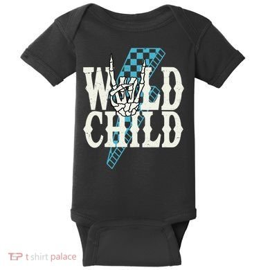 Wild Child Rock And Roll Lightning Bolt Baby Bodysuit