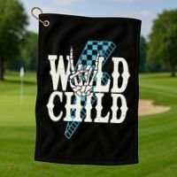 Wild Child Rock And Roll Lightning Bolt Golf Towel thumb 1