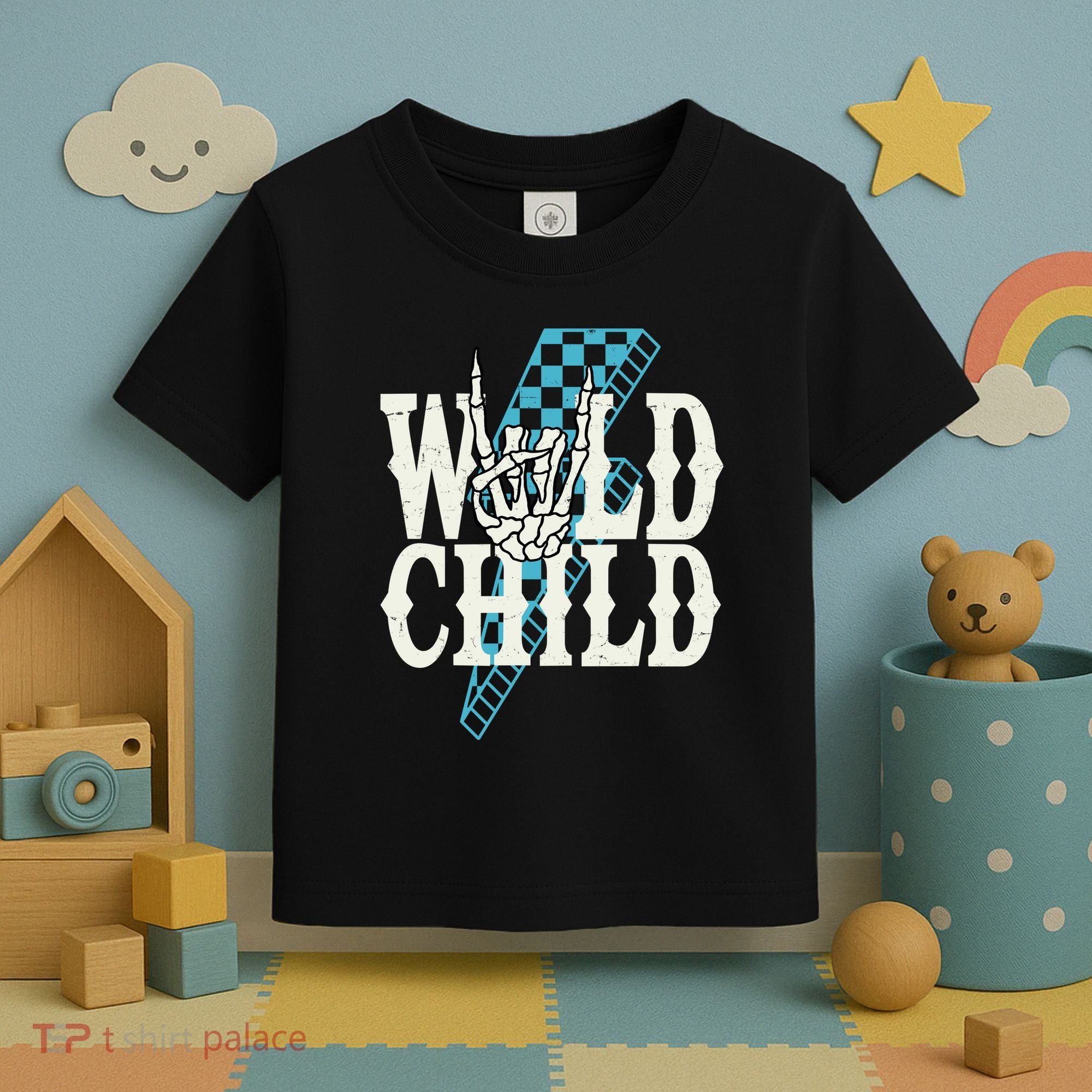 Wild Child Rock And Roll Lightning Bolt Toddler T-Shirt