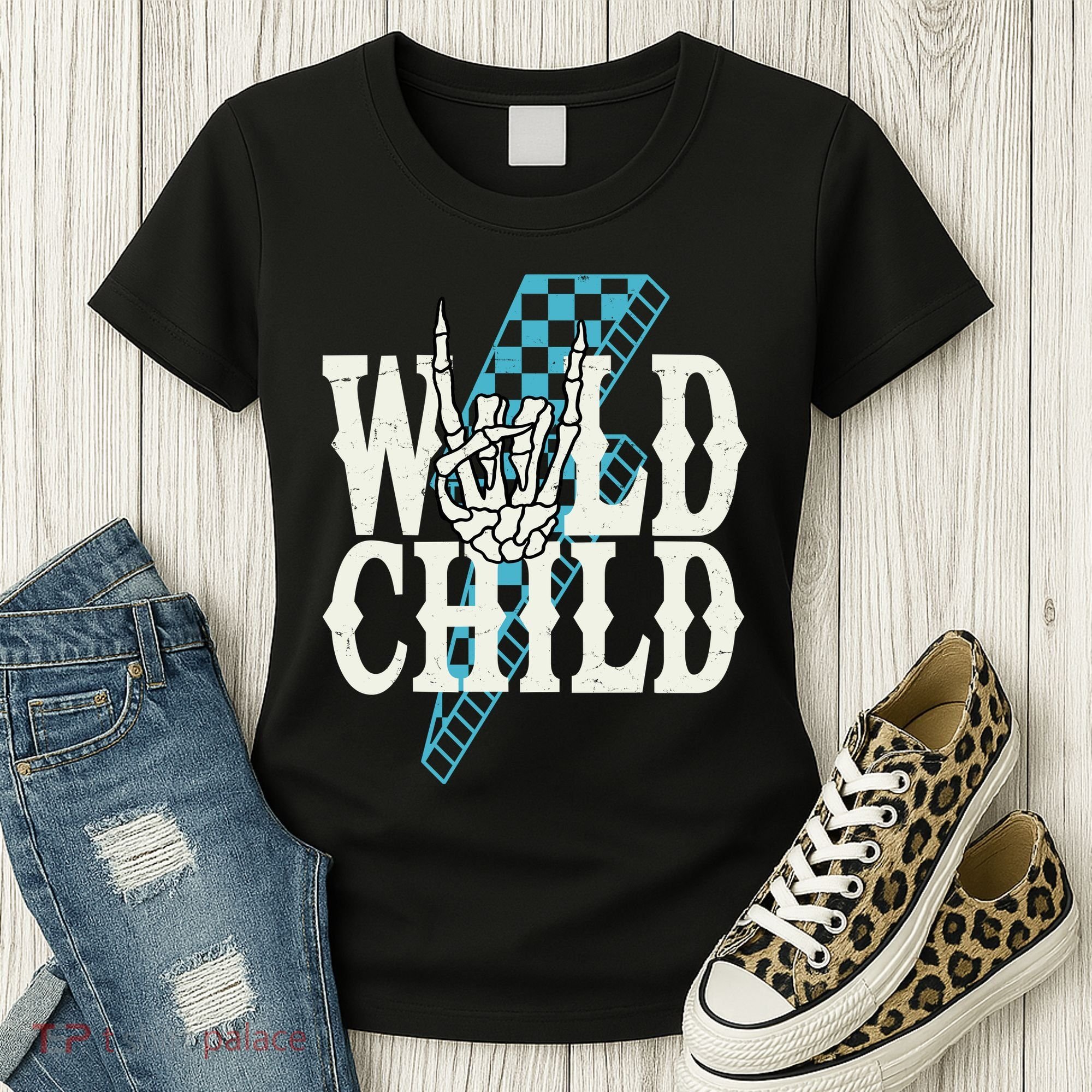 Wild Child Rock And Roll Lightning Bolt Women's T-Shirt