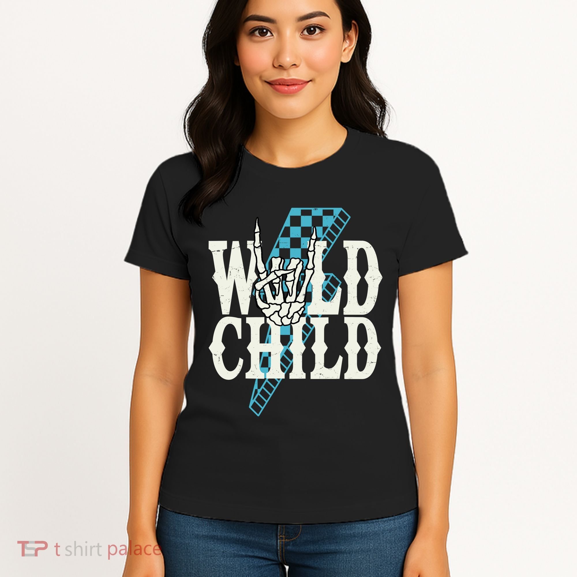 Wild Child Rock And Roll Lightning Bolt Women's T-Shirt
