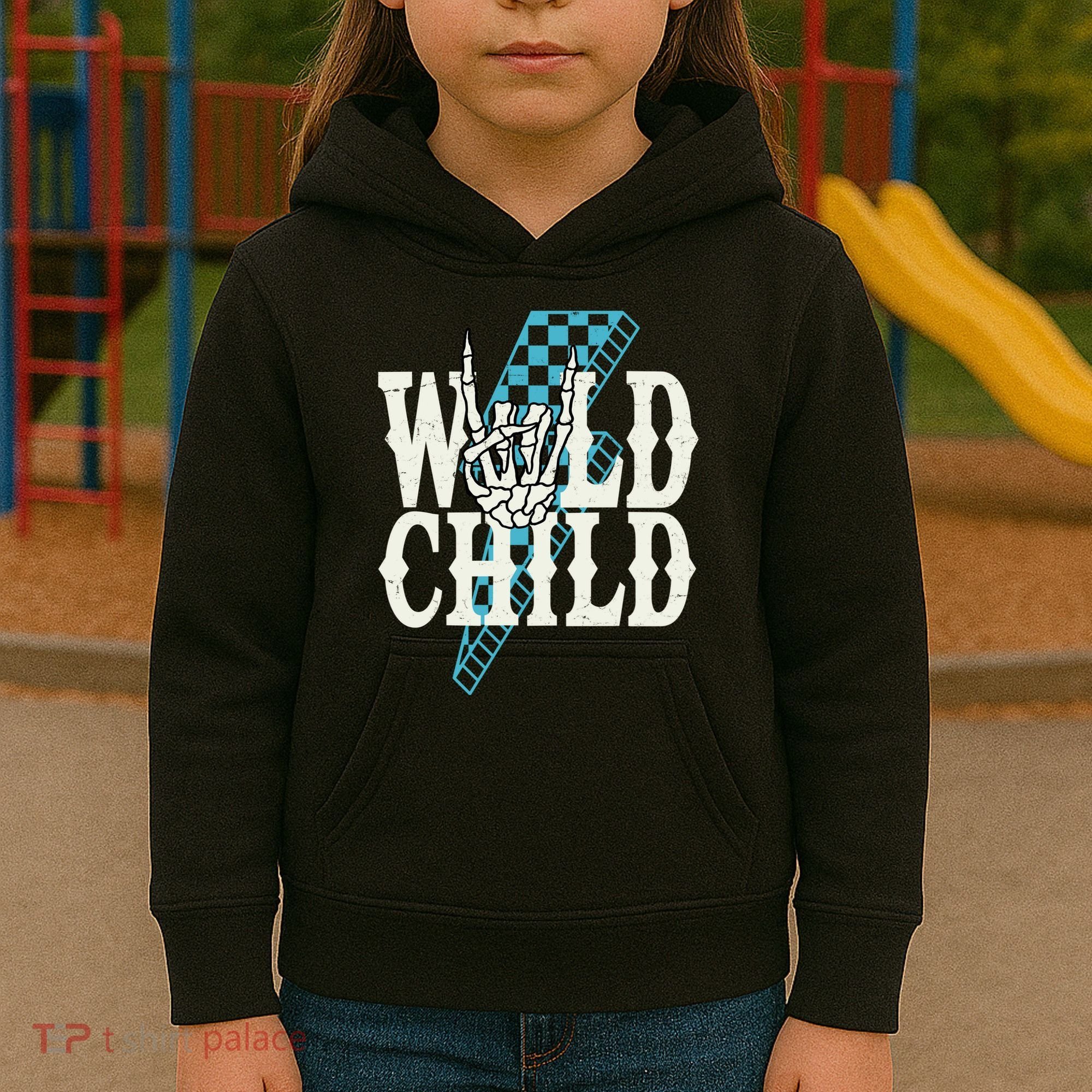 Wild Child Rock And Roll Lightning Bolt Kids Hoodie
