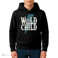 Wild Child Rock And Roll Lightning Bolt Kids Hoodie thumb 4