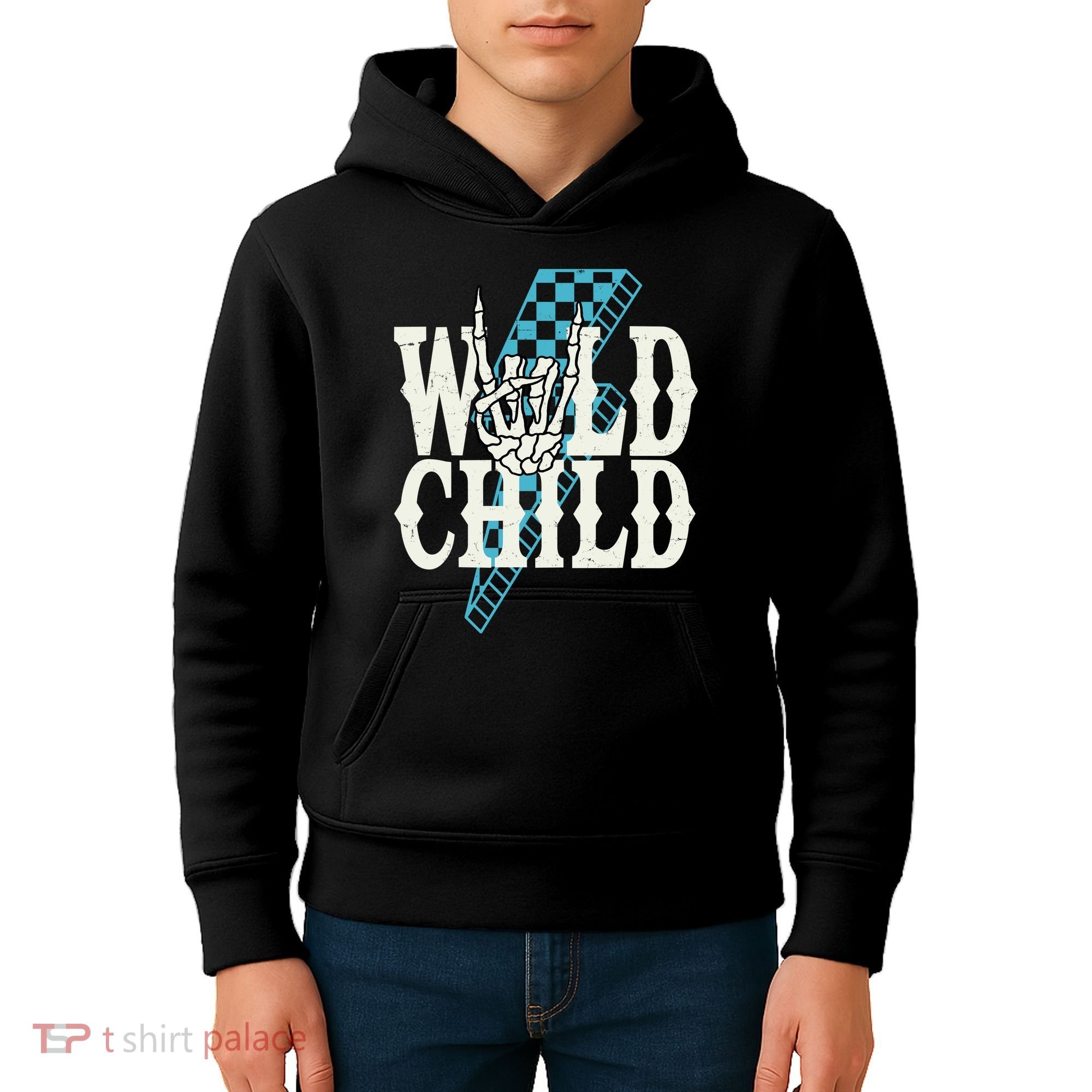 Wild Child Rock And Roll Lightning Bolt Kids Hoodie