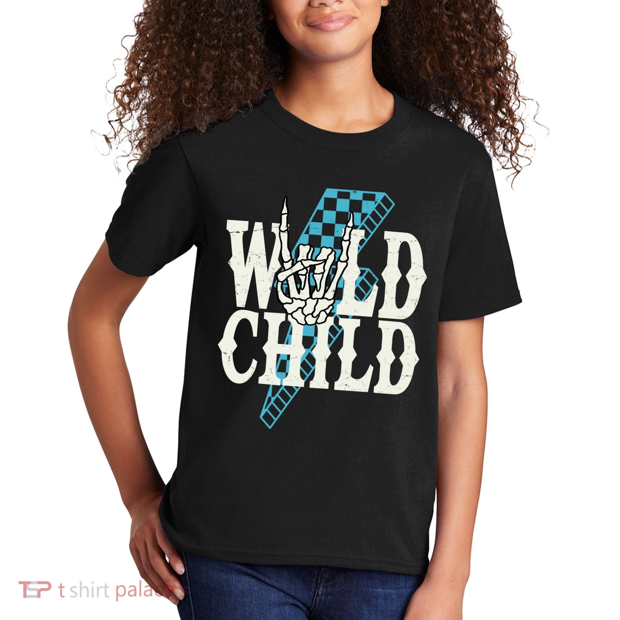 Wild Child Rock And Roll Lightning Bolt Kids T-Shirt