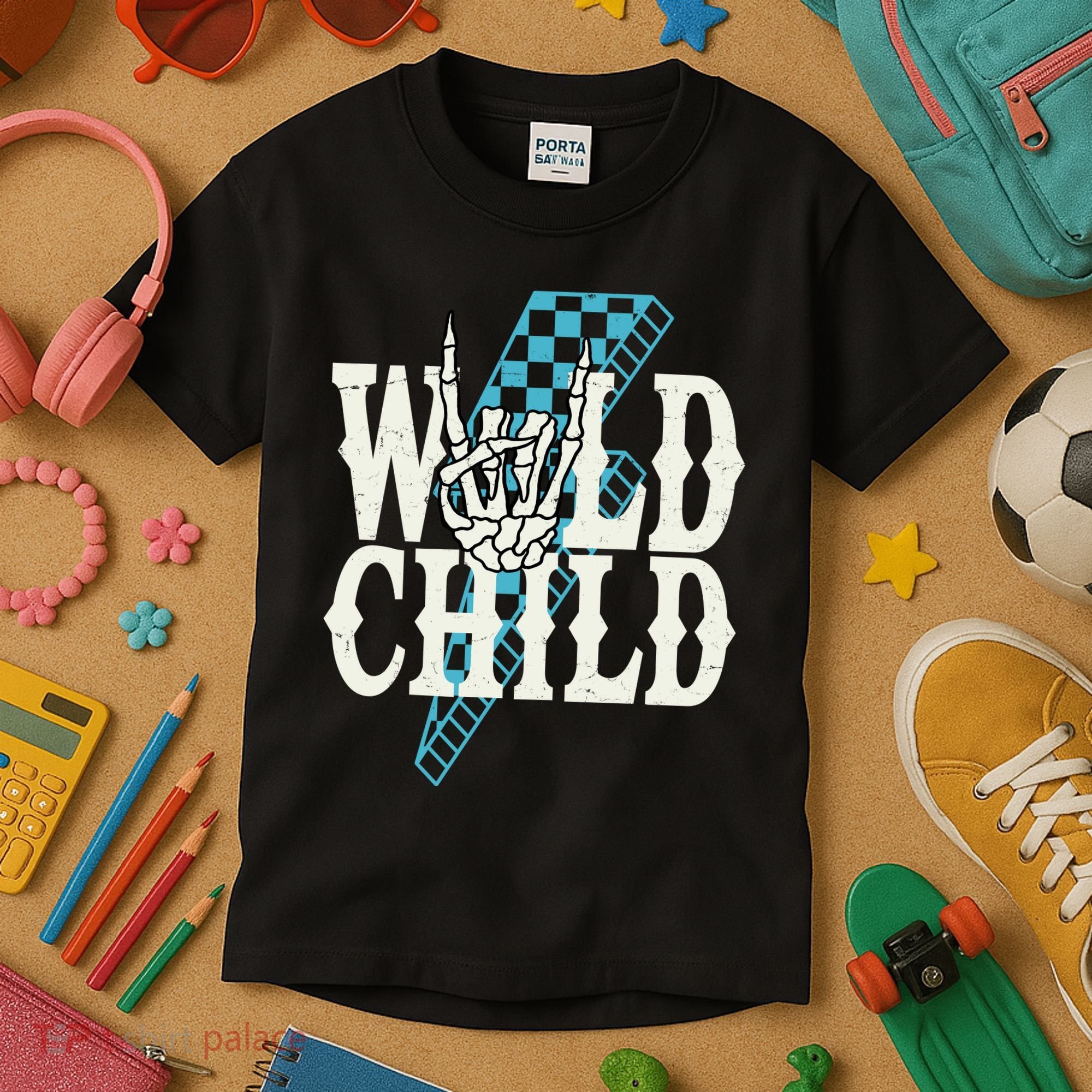 Wild Child Rock And Roll Lightning Bolt Kids T-Shirt