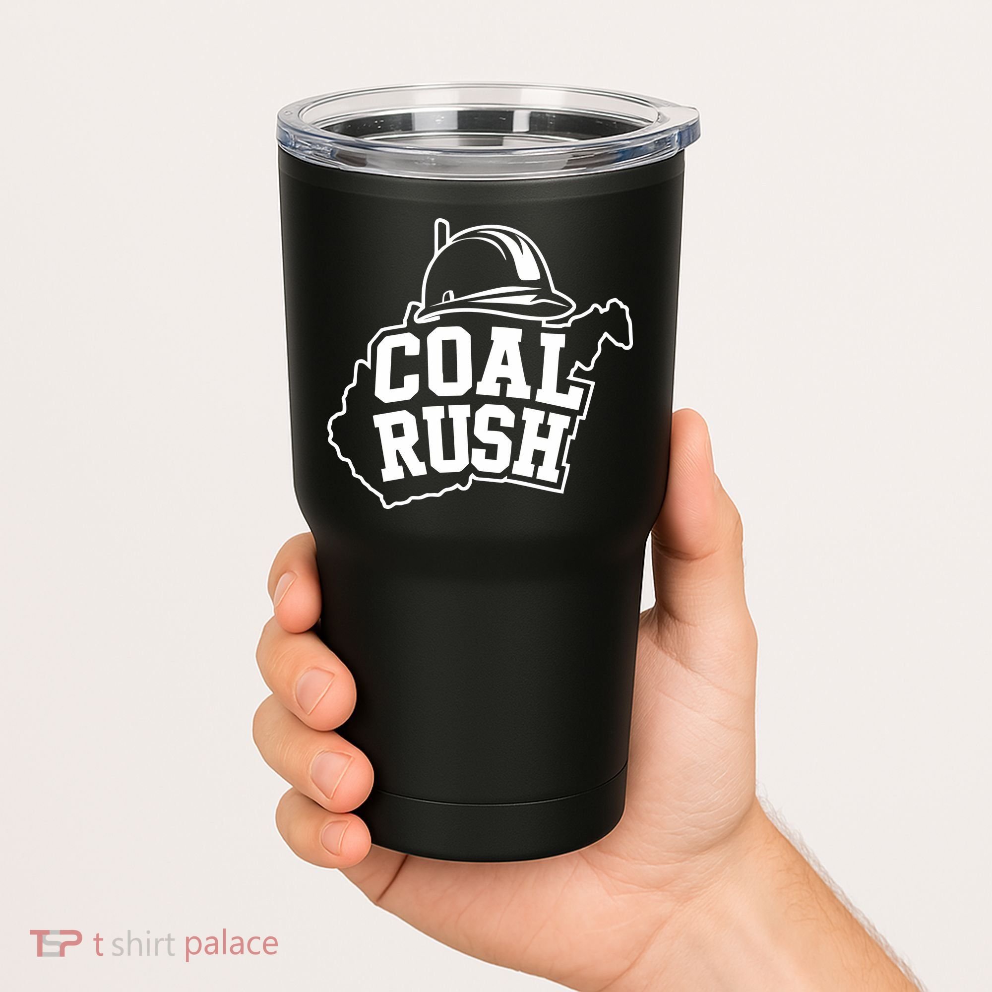 Wv Coal Rush With State And Miner Hard Hat Tumbler