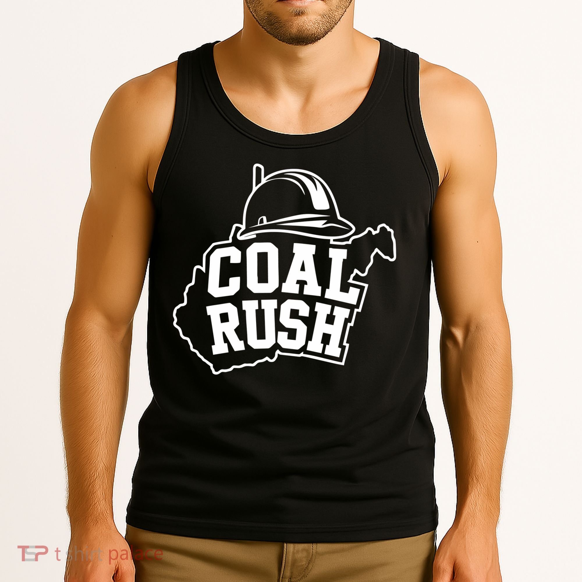 Wv Coal Rush With State And Miner Hard Hat Tank Top