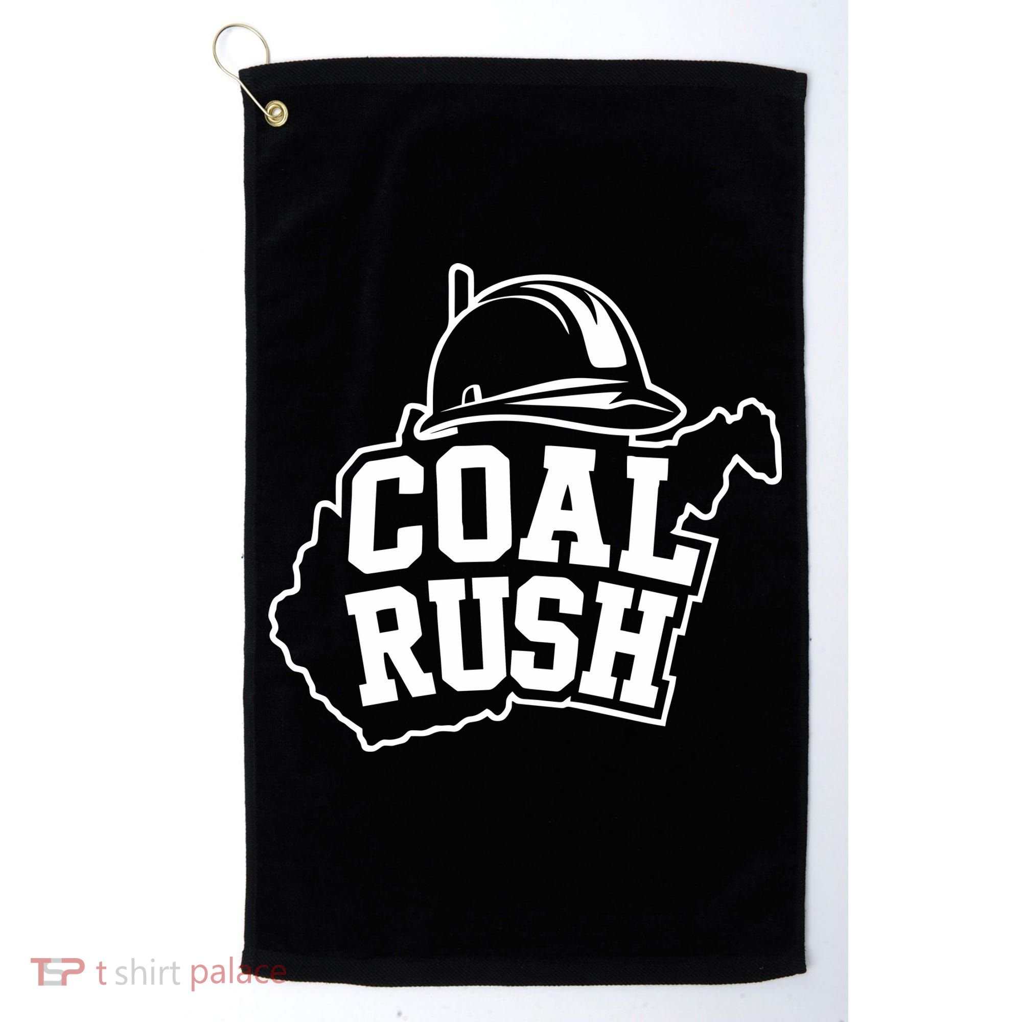 Wv Coal Rush With State And Miner Hard Hat Golf Towel