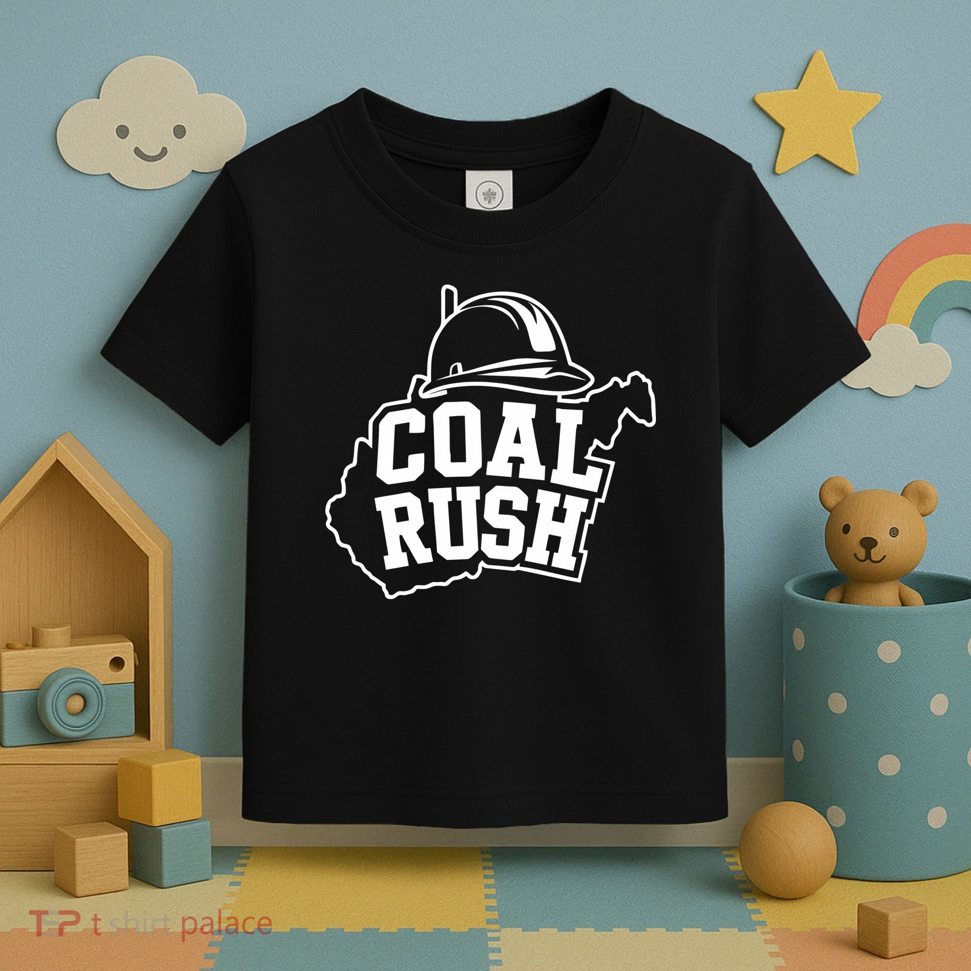Wv Coal Rush With State And Miner Hard Hat Toddler T-Shirt