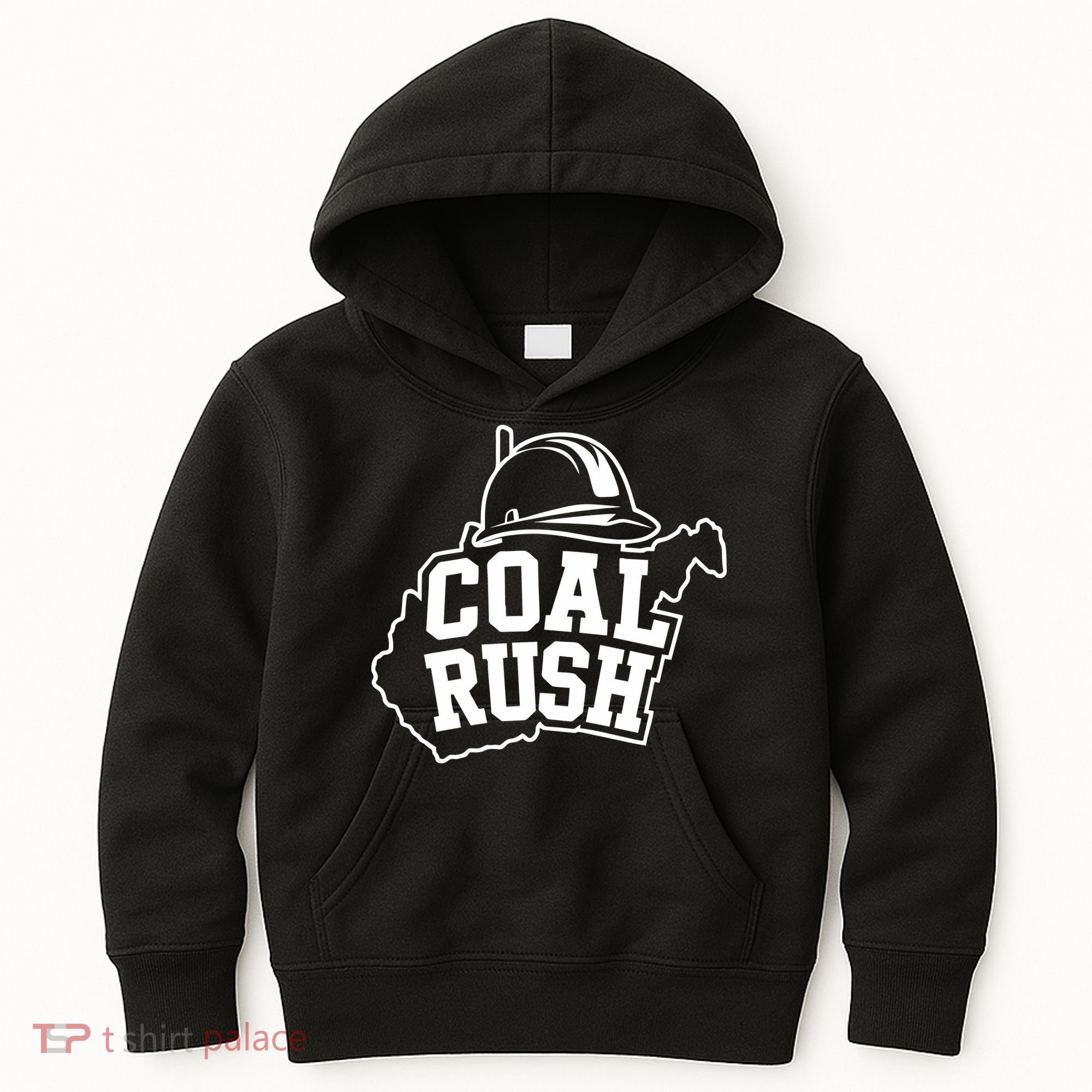 Wv Coal Rush With State And Miner Hard Hat Kids Hoodie