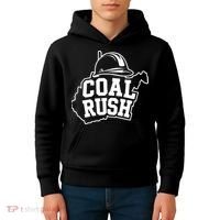 Wv Coal Rush With State And Miner Hard Hat Kids Hoodie thumb 4