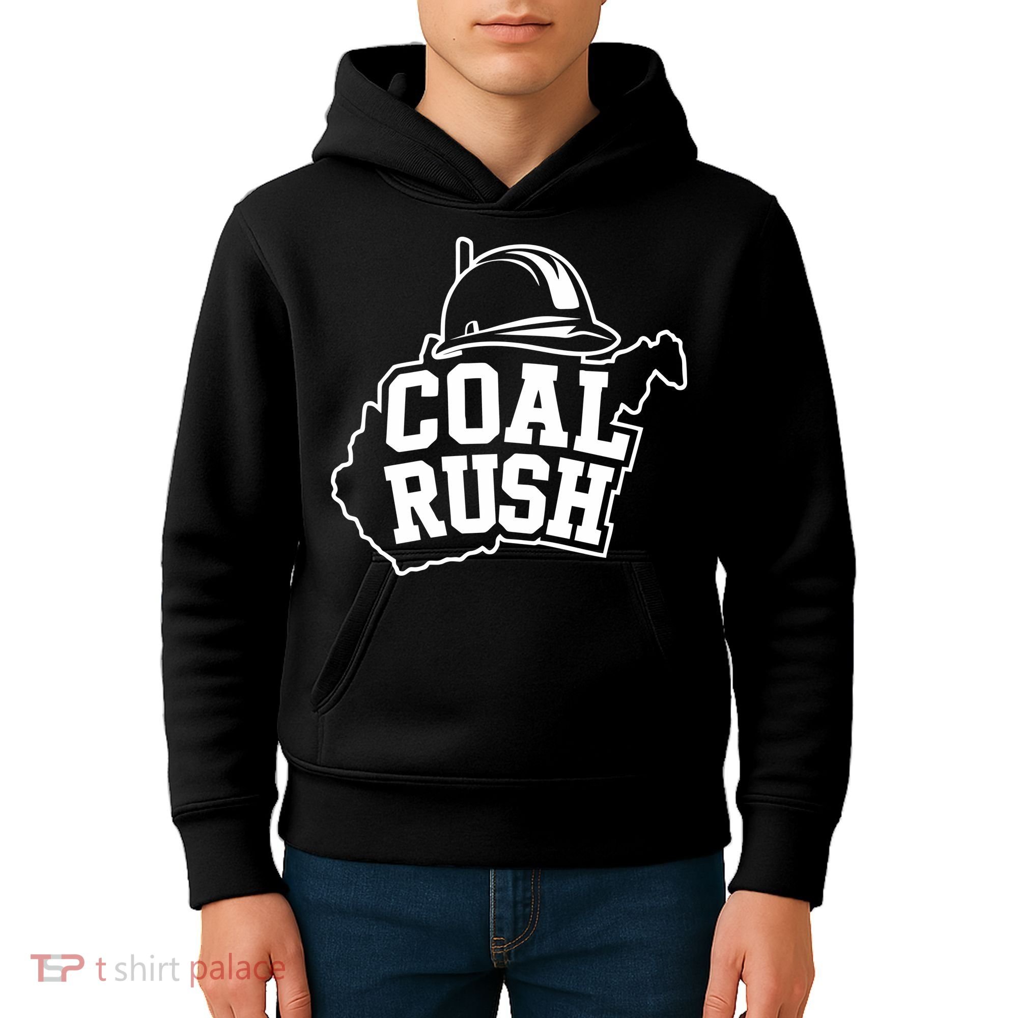 Wv Coal Rush With State And Miner Hard Hat Kids Hoodie