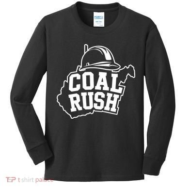Wv Coal Rush With State And Miner Hard Hat Kids Long Sleeve Shirt