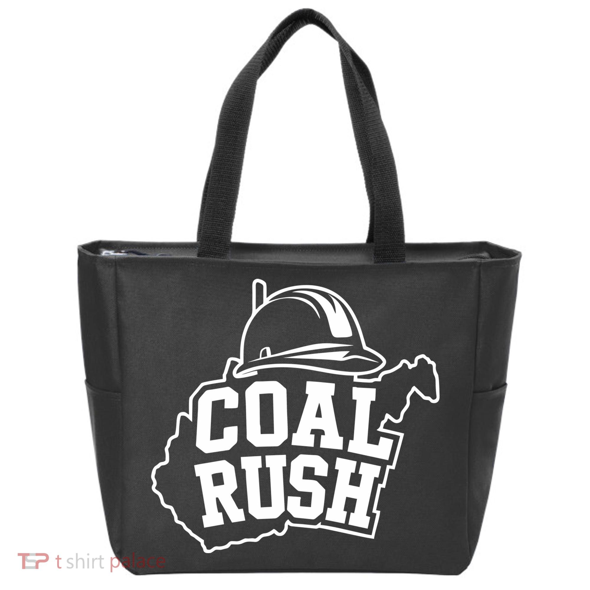 Wv Coal Rush With State And Miner Hard Hat Tote Bag