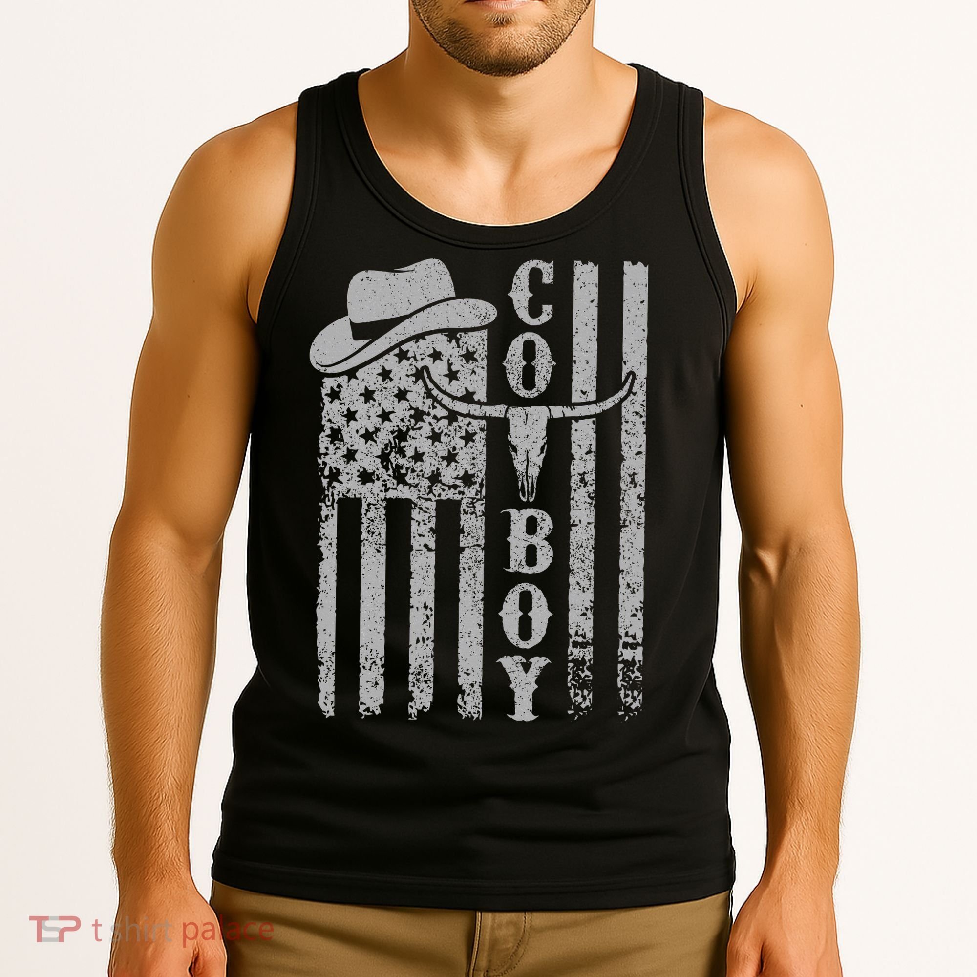 Western Country Rodeo Southern American Flag Tank Top