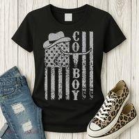 Western Country Rodeo Southern American Flag Women's T-Shirt thumb 3
