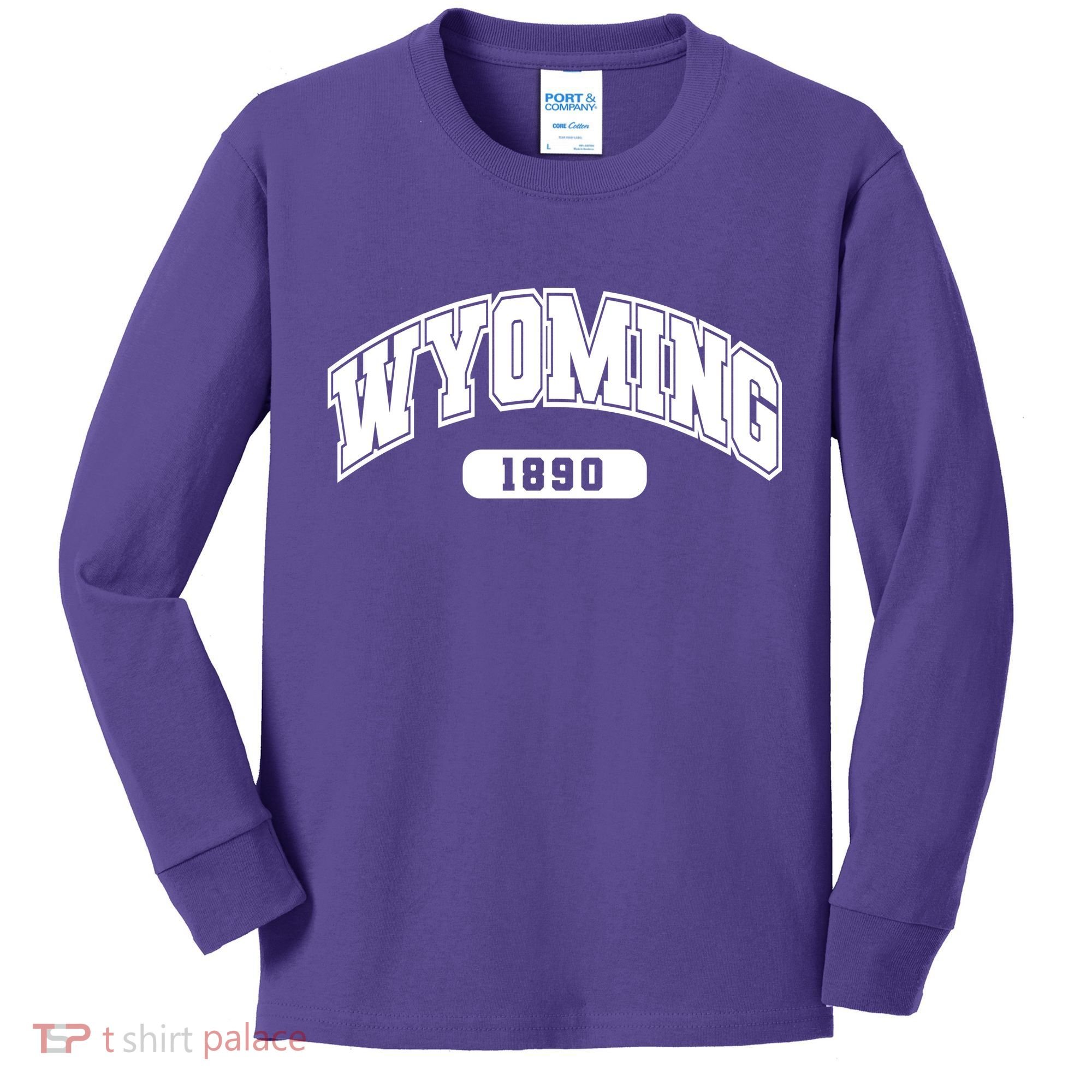 Wyoming Collegiate Style 1890 Kids Long Sleeve Shirt