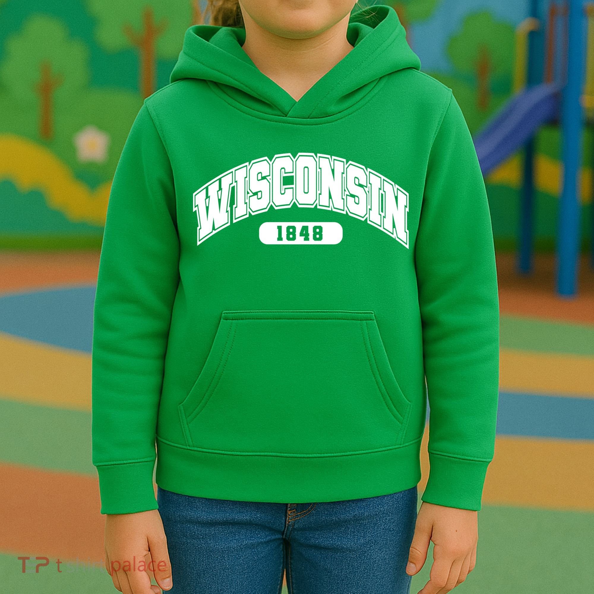 Wisconsin Collegiate Style 1848 Kids Hoodie
