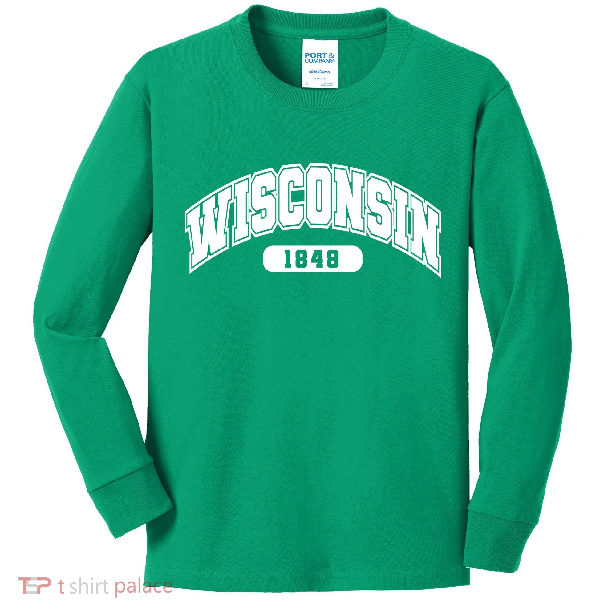 Wisconsin Collegiate Style 1848 Kids Long Sleeve Shirt