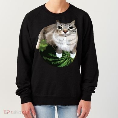 Watermelon Cat Silly Cat Meme Women's Sweatshirt