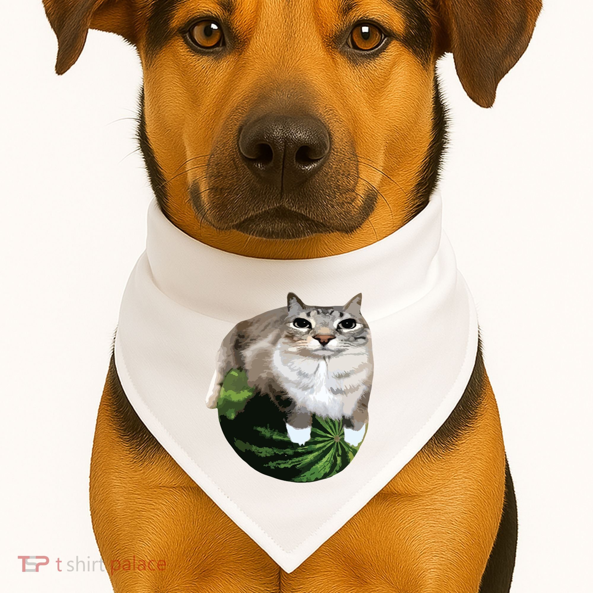 Watermelon Cat Silly Cat Meme USA-Made Doggie Bandana