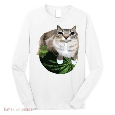 Watermelon Cat Silly Cat Meme Long Sleeve Shirt