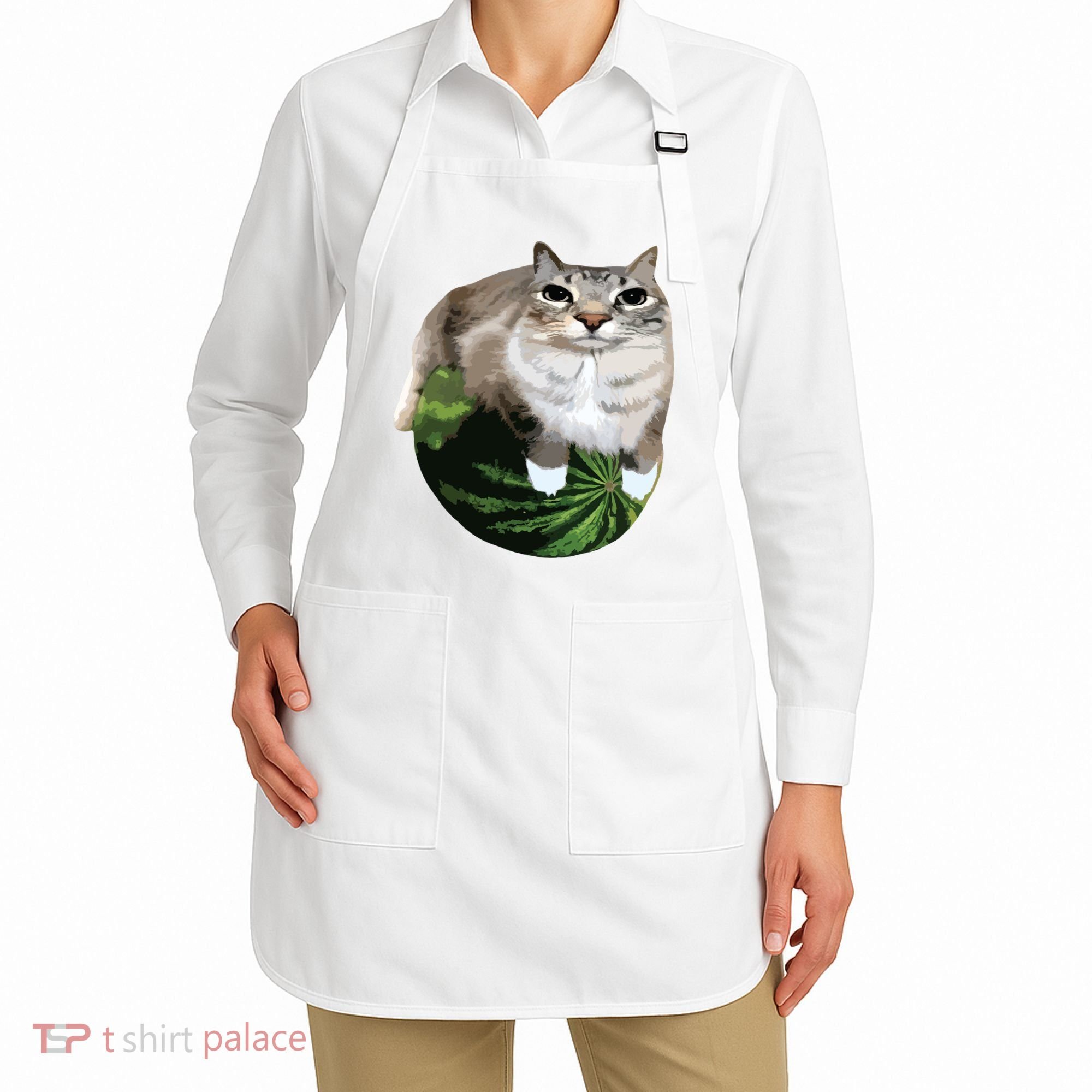 Watermelon Cat Silly Cat Meme Apron