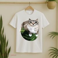 Watermelon Cat Silly Cat Meme T-Shirt thumb 2