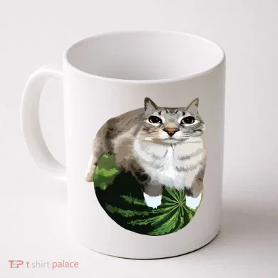 Watermelon Cat Silly Cat Meme Coffee Mug