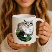 Watermelon Cat Silly Cat Meme Coffee Mug thumb 3