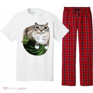 Watermelon Cat Silly Cat Meme Pajama Set
