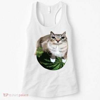 Watermelon Cat Silly Cat Meme Women's Tank Top