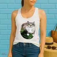 Watermelon Cat Silly Cat Meme Women's Tank Top thumb 2