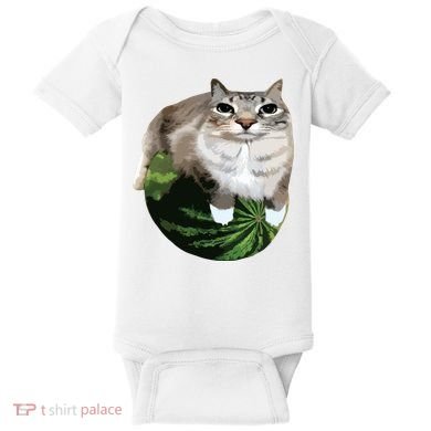 Watermelon Cat Silly Cat Meme Baby Bodysuit