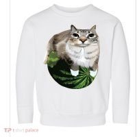 Watermelon Cat Silly Cat Meme Toddler Sweatshirt thumb 0