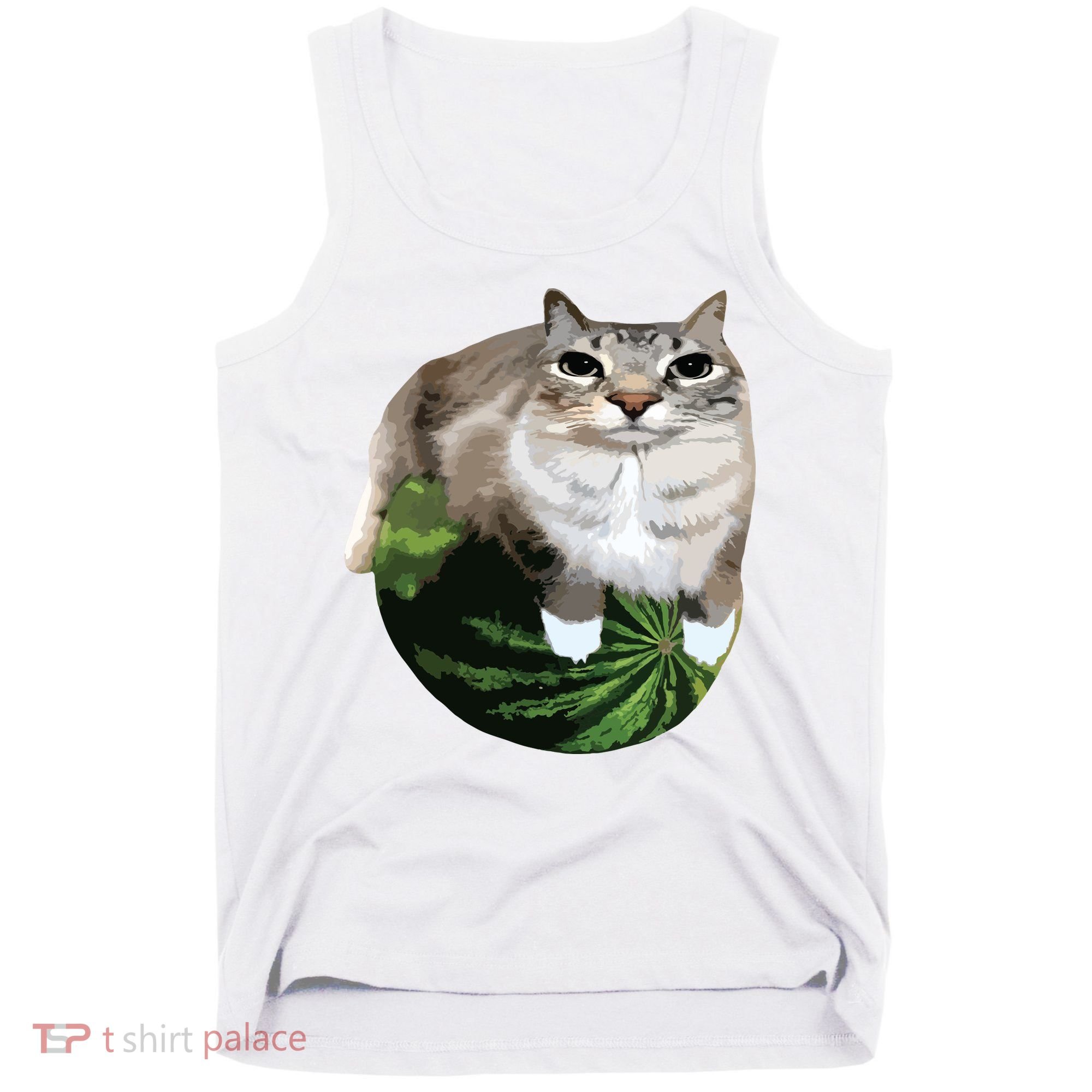 Watermelon Cat Silly Cat Meme Tank Top