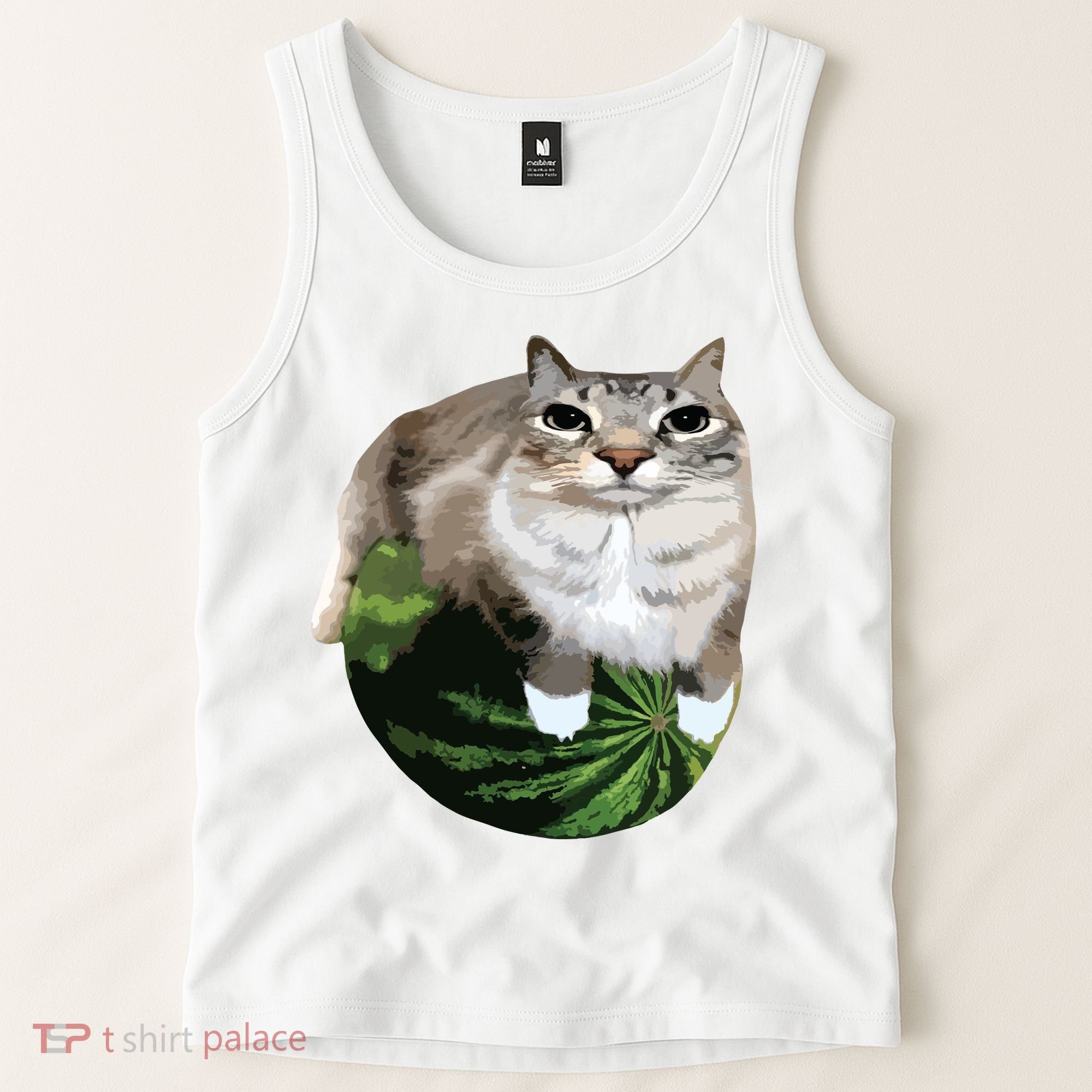 Watermelon Cat Silly Cat Meme Tank Top
