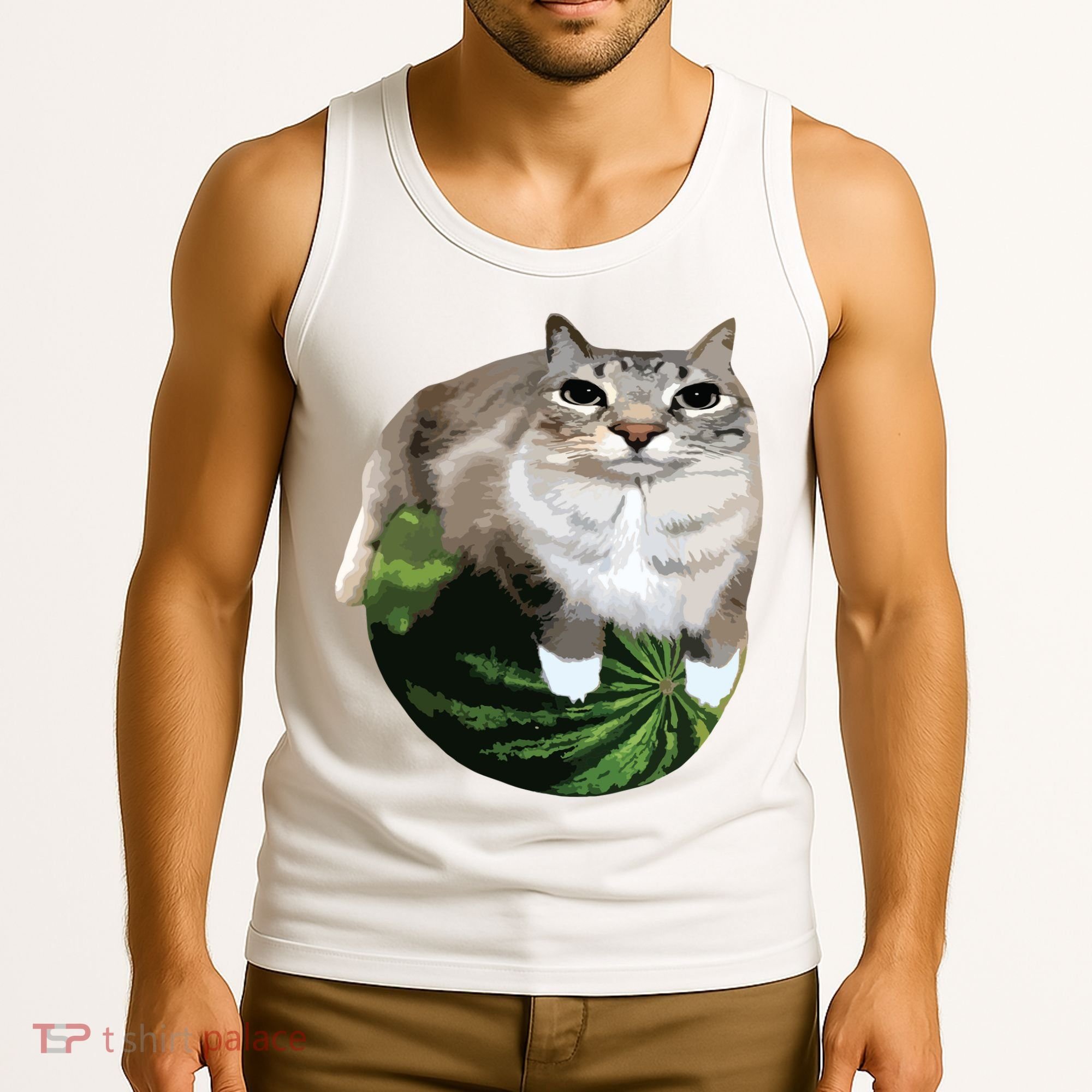 Watermelon Cat Silly Cat Meme Tank Top