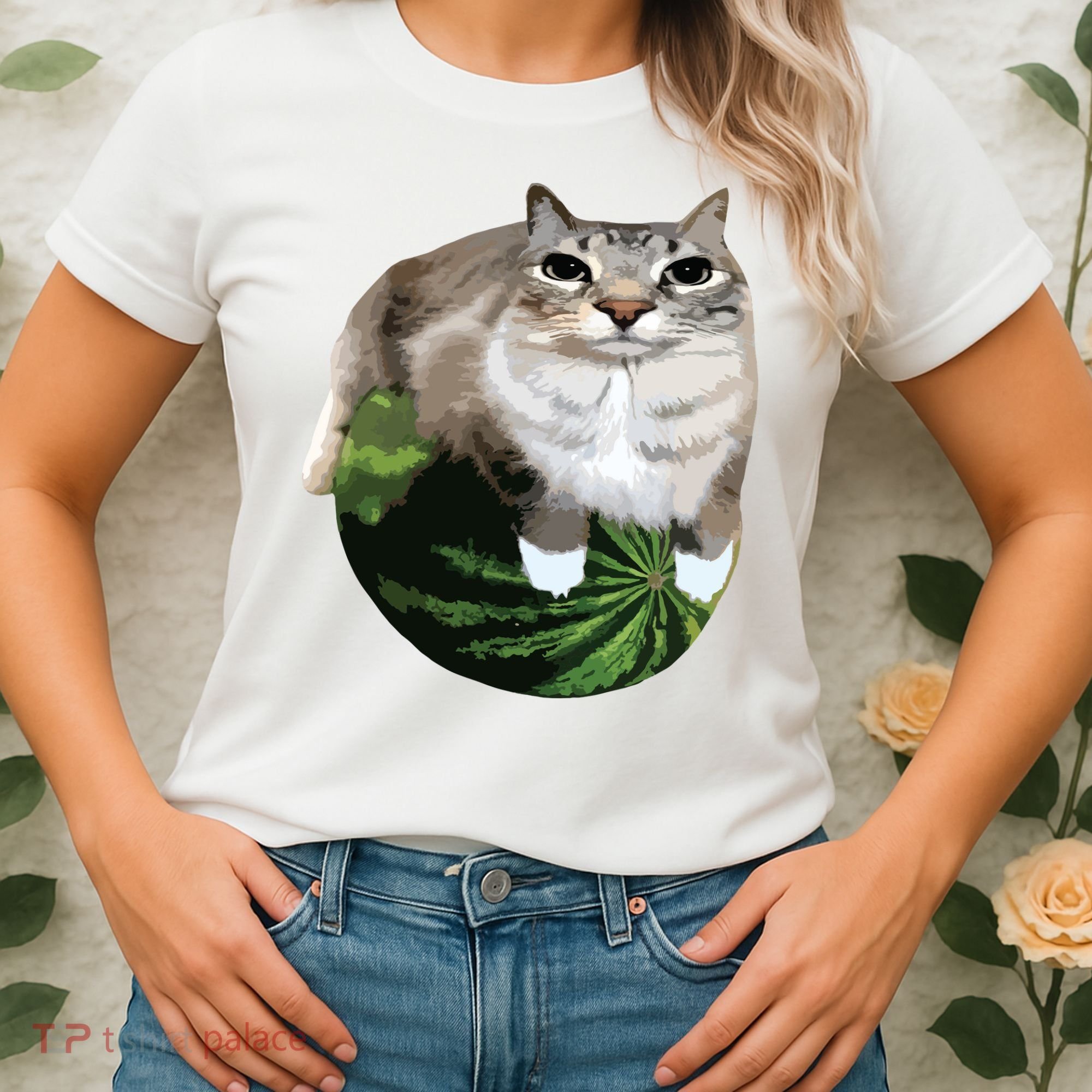 Watermelon Cat Silly Cat Meme Women's T-Shirt