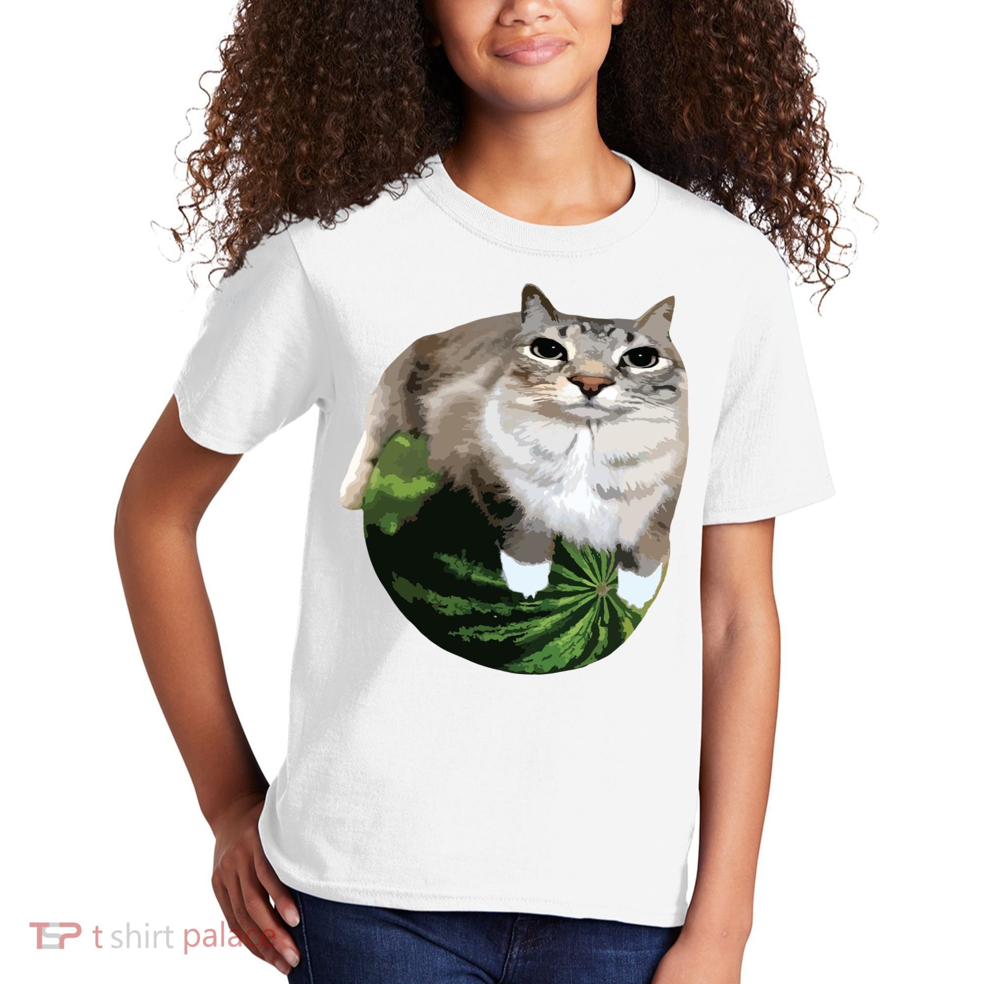 Watermelon Cat Silly Cat Meme Kids T-Shirt