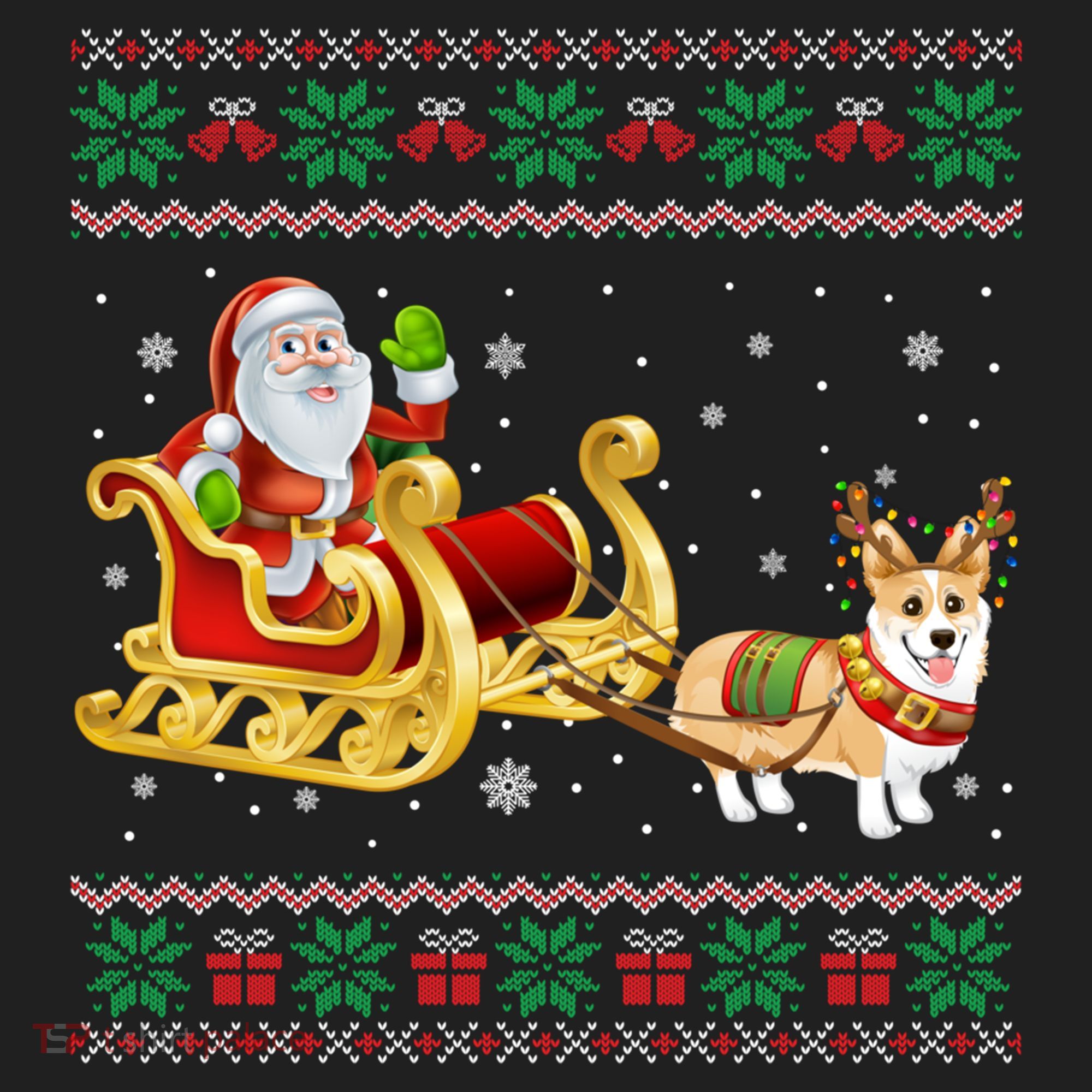 Welsh Corgi Santa Xmas Light Funny Dog Christmas Pajama Cute Gift Hat