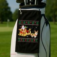 Welsh Corgi Santa Xmas Light Funny Dog Christmas Pajama Cute Gift Golf Towel thumb 2