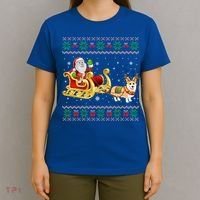 Welsh Corgi Santa Xmas Light Funny Dog Christmas Pajama Cute Gift T-Shirt thumb 4