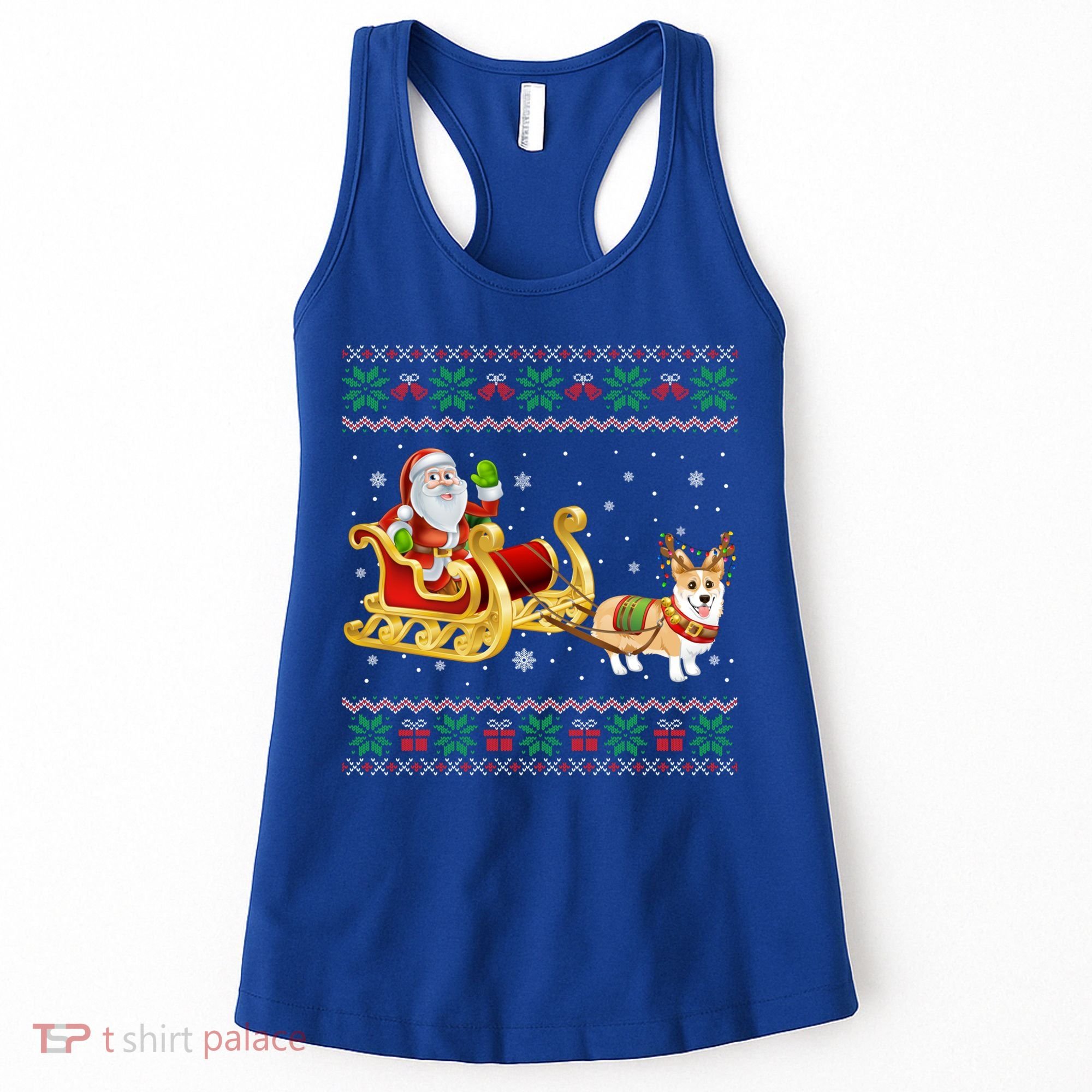 Welsh Corgi Santa Xmas Light Funny Dog Christmas Pajama Cute Gift Women's Tank Top
