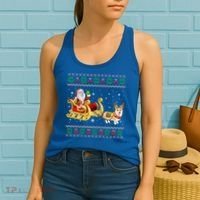 Welsh Corgi Santa Xmas Light Funny Dog Christmas Pajama Cute Gift Women's Tank Top thumb 2