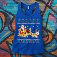 Welsh Corgi Santa Xmas Light Funny Dog Christmas Pajama Cute Gift Women's Tank Top thumb 3