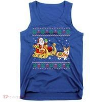 Welsh Corgi Santa Xmas Light Funny Dog Christmas Pajama Cute Gift Tank Top thumb 0